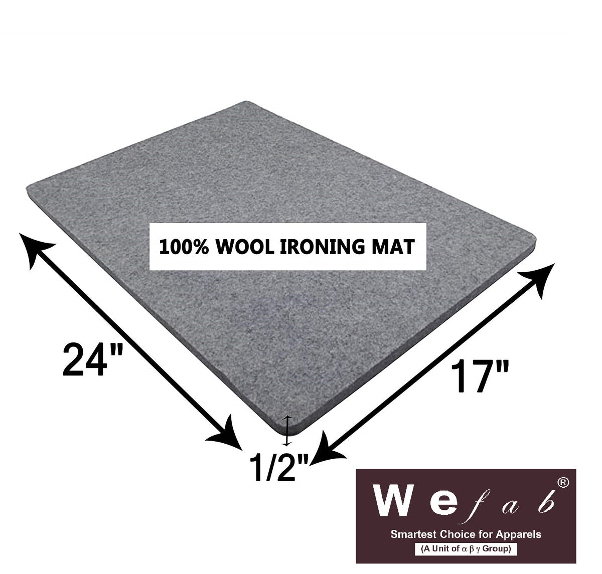 100% Wool Ironing Mat 17 x 17, SKU: 1717WOOLMAT