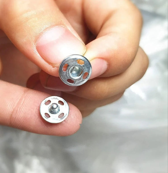 Wefab Press Buttons Push Button 200 pcs (Snap Fasteners) Studs Popper Button - Bra, Buttons, Brass Rust Proof Superior Guide Hole for Craft and Sewing