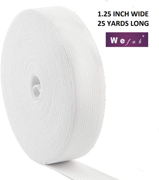 Wefab Elastic Spool 700 GSM 25 Yards Long White Heavy Stretch High Elasticity Woven Elastic Bands for Sewing - Wefab Textile Products