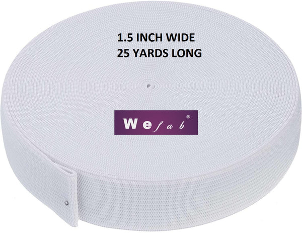 Wefab Elastic Spool 700 GSM 25 Yards Long White Heavy Stretch High Elasticity Woven Elastic Bands for Sewing - Wefab Textile Products