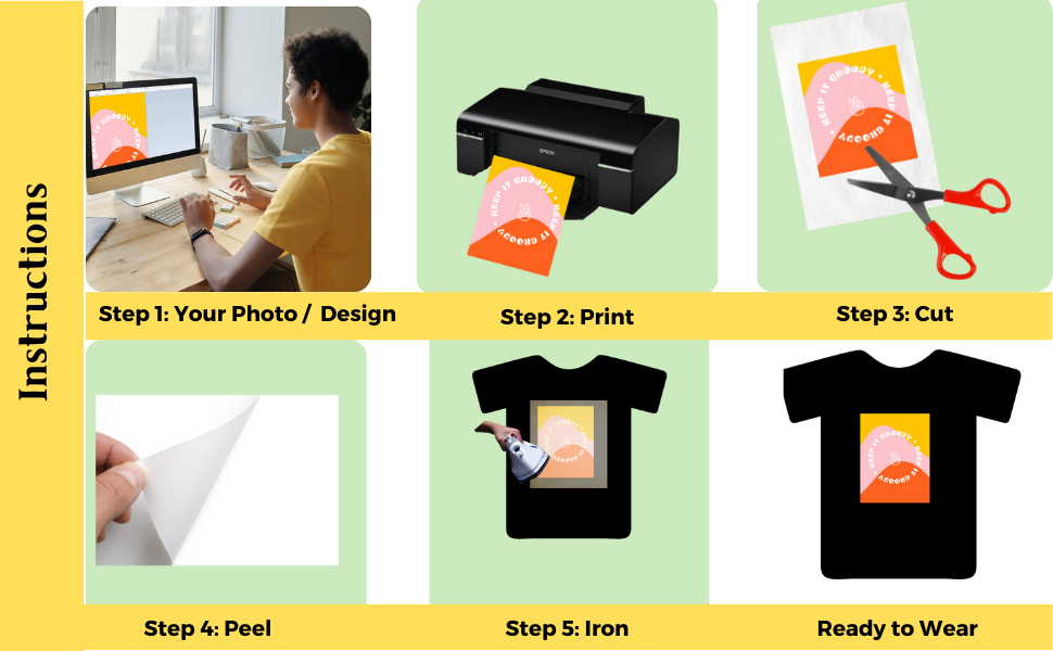 Wefab Heat Transfer Inkjet Photo Paper Iron On for shirts, t-shirt